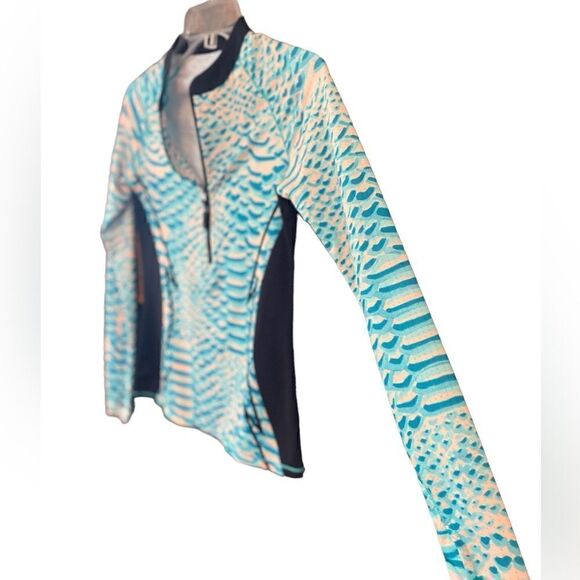 Loco Skaile Sz S Teal Black Sun Fabric Diving Snorkeling Fishing RashGuard Top - Picture 3 of 6